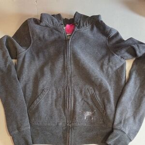 Victoria's Secret PINK Dark Gray Hoodie with Sparkling Dog Design